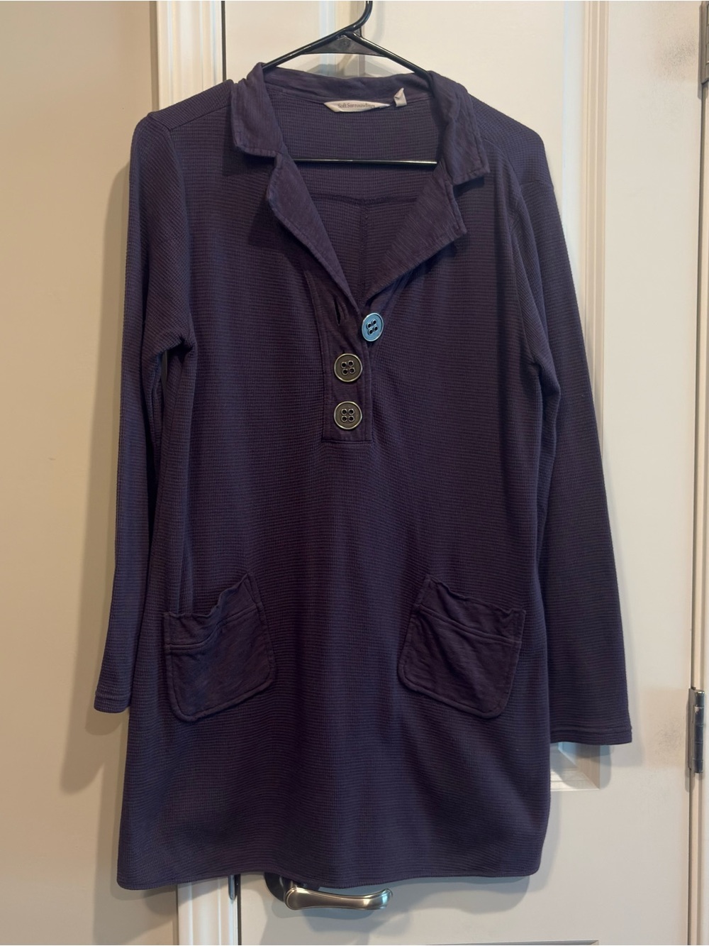 Soft Surroundings Take Two Purple Waffle Knit Long Sleeve Top Size Women’s Small